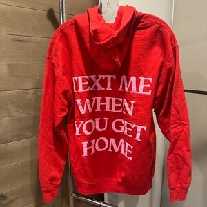 Lonely Ghost Hoodie Red Pink Text Me When You Get Home Adult Medium